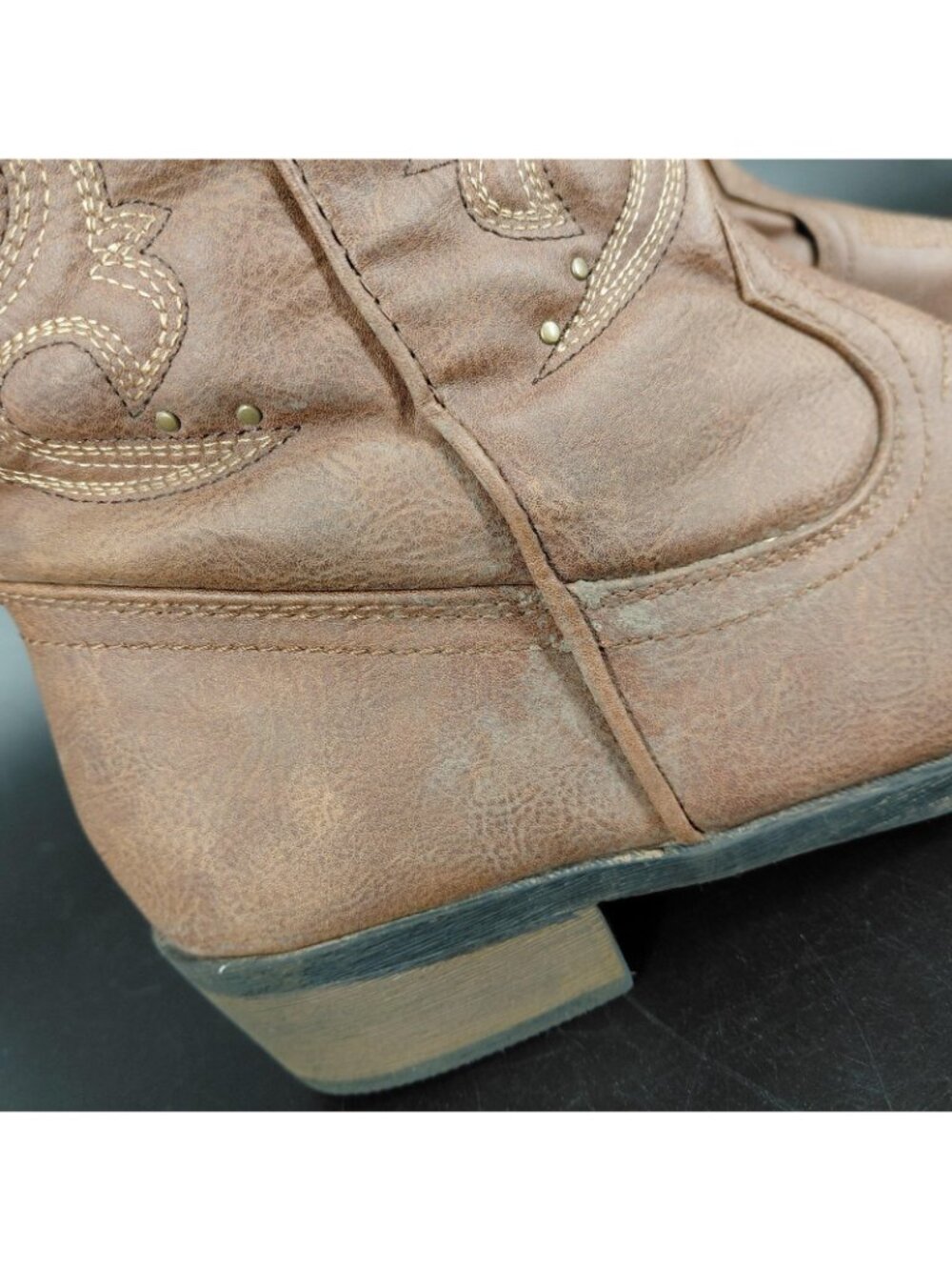 Cat & Jack Boots Girls Size 6 Brown Western Cowboy Studded Zip Mid Calf - Picture 3 of 13
